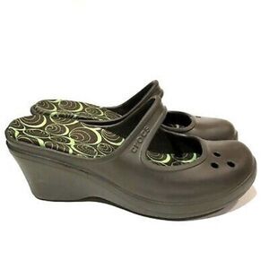 Crocs Frances Mary Janes Brown Wedge 10 Clog